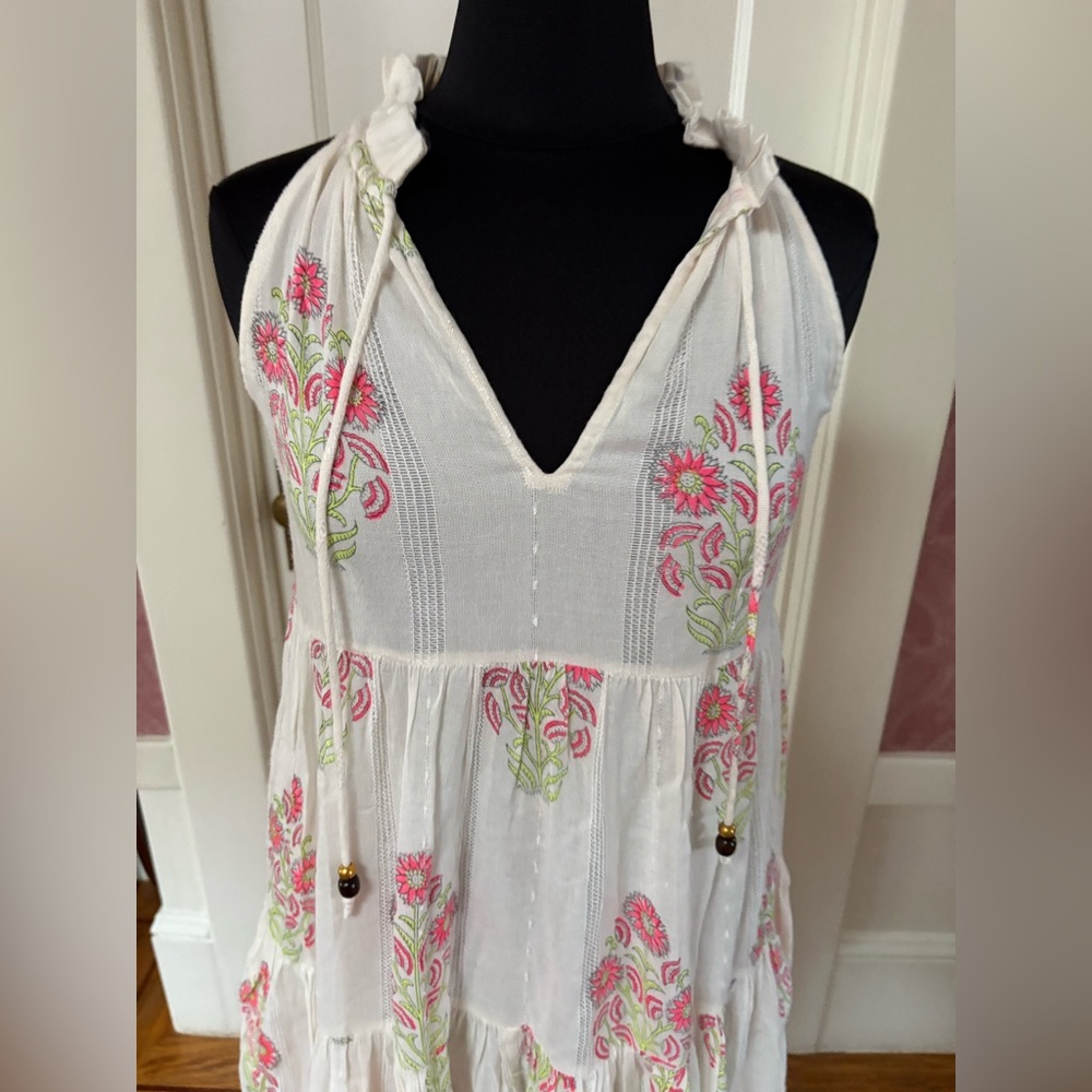 Oliphant Cream Dress with Pink Floral Details - Picture 3 of 13